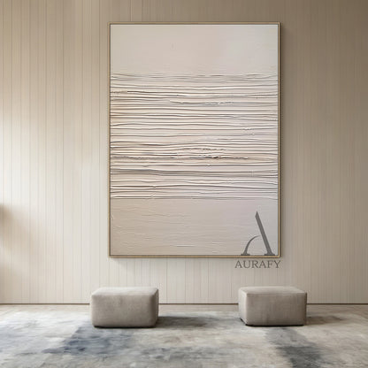 Beige Abstract Art Knife Strokes Impasto Tactile Sculpted Canvas Minimalist Luxe AurafyArt AURA483