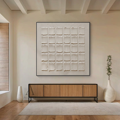 Beige Abstract Art Handcrafted Tactile Surface Rough Edge Modern Organic Minimalist Canvas AURA603