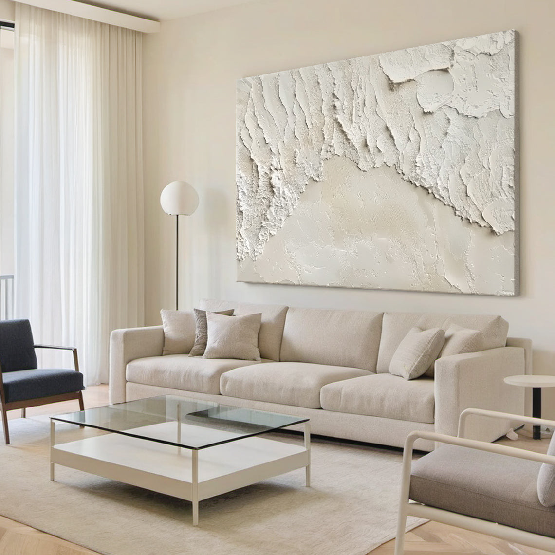 Peeling Plaster Canvas – Off-White & Cream Tones – AURA009(Horizontal)