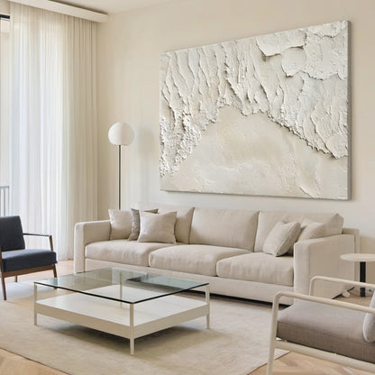 Peeling Plaster Canvas – Off-White & Cream Tones – AURA009(Horizontal)