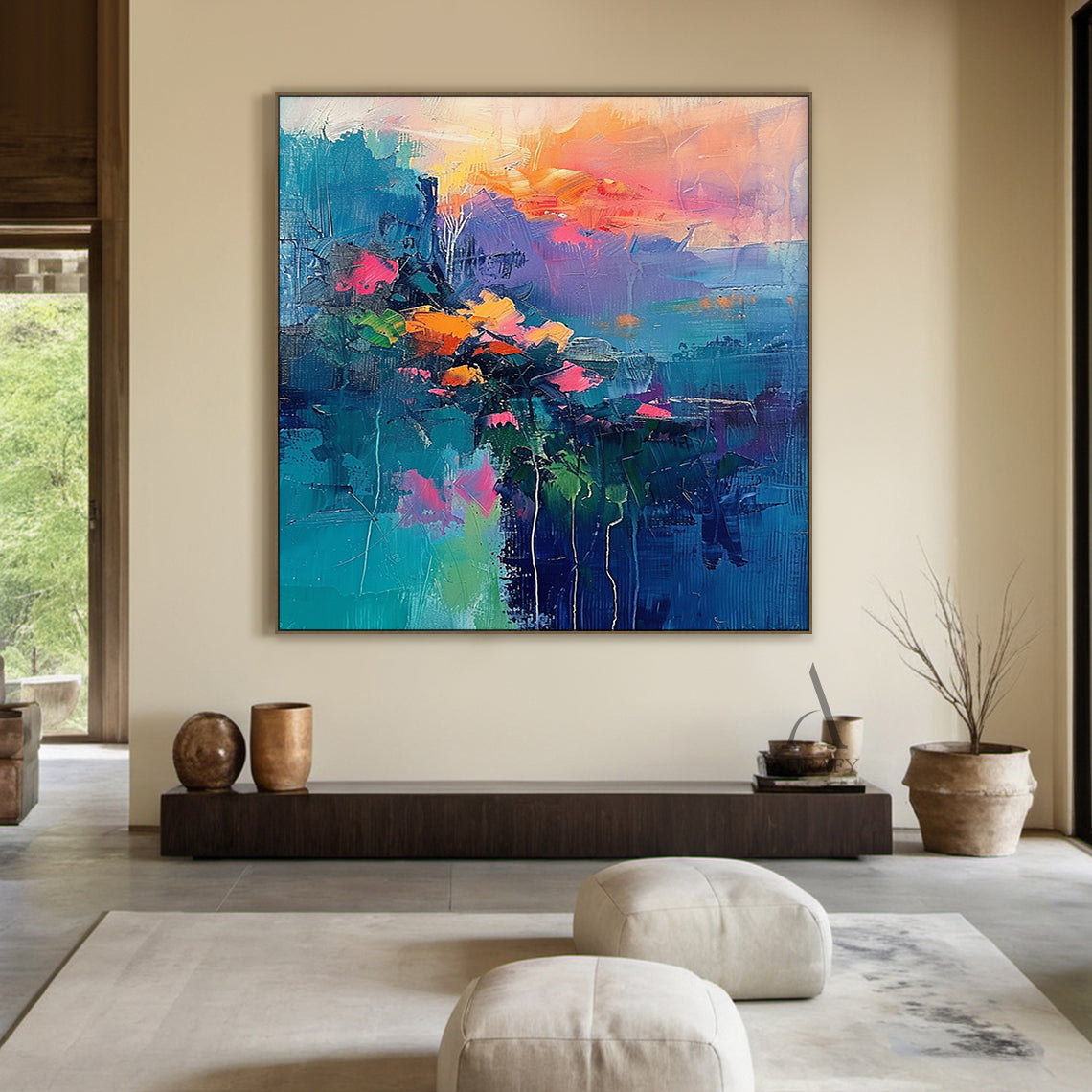 Abstract Floral Art Impasto Thick Brushstrokes Tactile Surface Colorful Vibrant Expressionist Painting AURA420