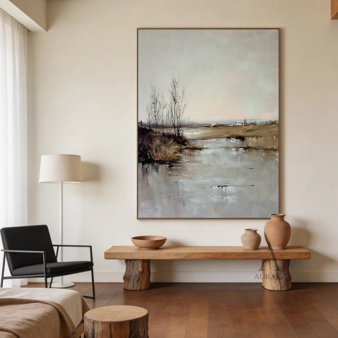 General Abstract Brown Beige Modern Wall Art for Home Decor AURA369