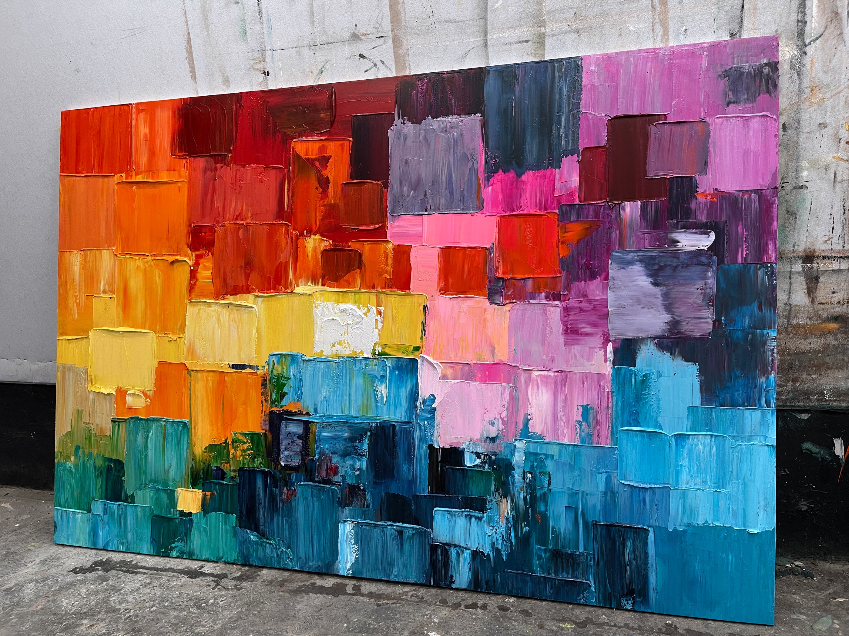 Chromatic Mosaic-Multicolor Abstract Field-AURA159