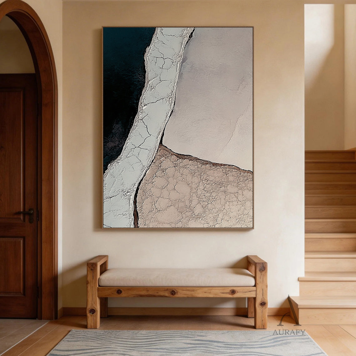 3D Textured Beige Black Painting for Modern Home Living Room AURA355