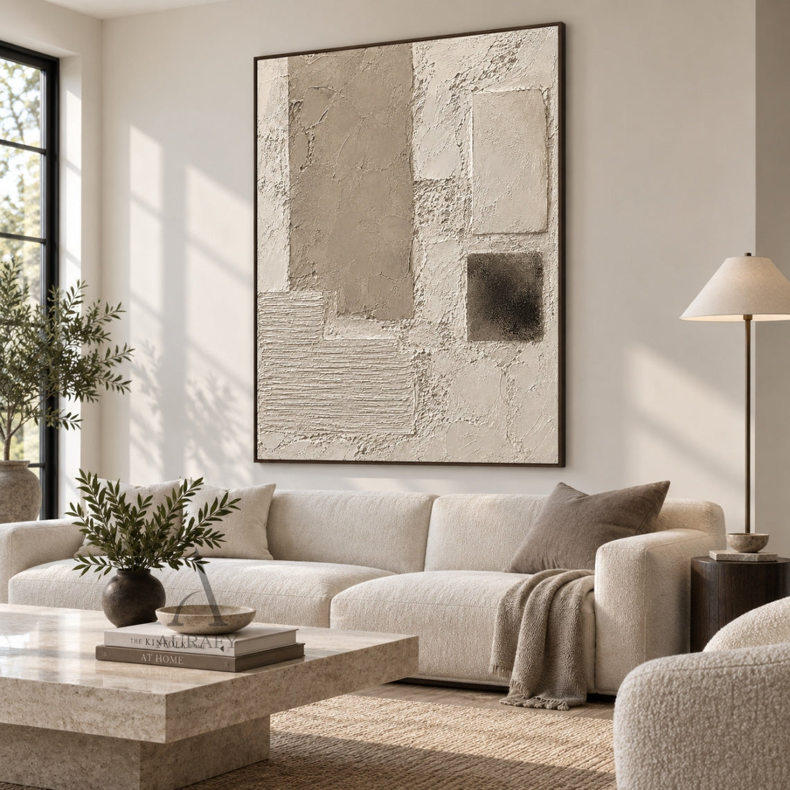 Surface Study, Beige Stucco and Ridged Plaster Abstract AURA865
