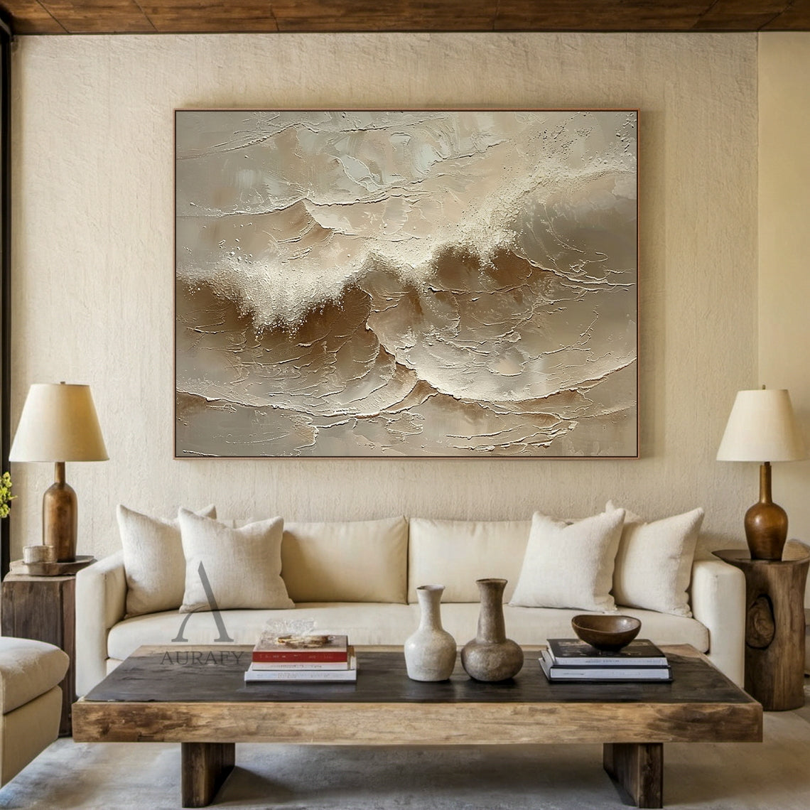 Neutral Ocean Foam Texture Wall Art - AURA682