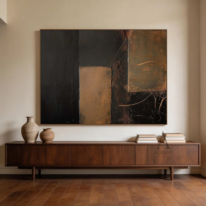 General Abstract Black Brown Wall Art Modern Home Decor Piece AURA389