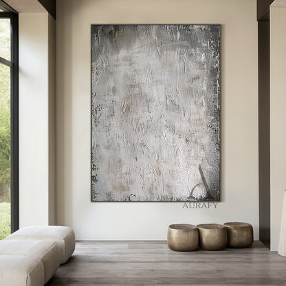 3D Textured Gray Abstract Painting Tactile Mottled Knife Strokes Modern Sculpted Canvas AURA479