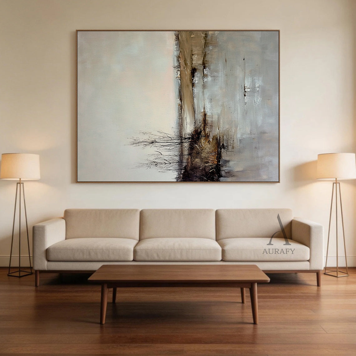 General Abstract Brown Beige Modern Wall Art for Home Decor AURA369