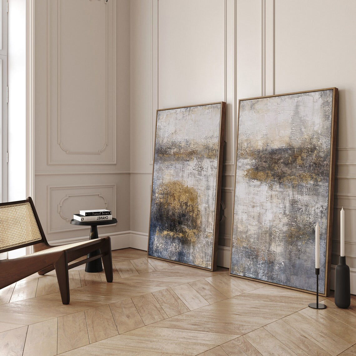 Modern Beige Brown Ceramic Vases Abstract Wall Art Decor Set -AURA180