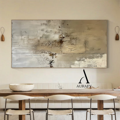 Wabi Sabi Abstract Art Plaster Textured Brown Beige High-Relief Tactile Canvas Drip Effects Modern Organic AURA556