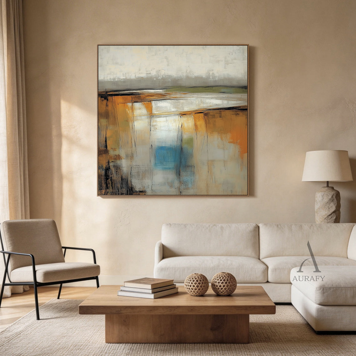 General Abstract Brown Beige Canvas Art for Home Decor AURA399