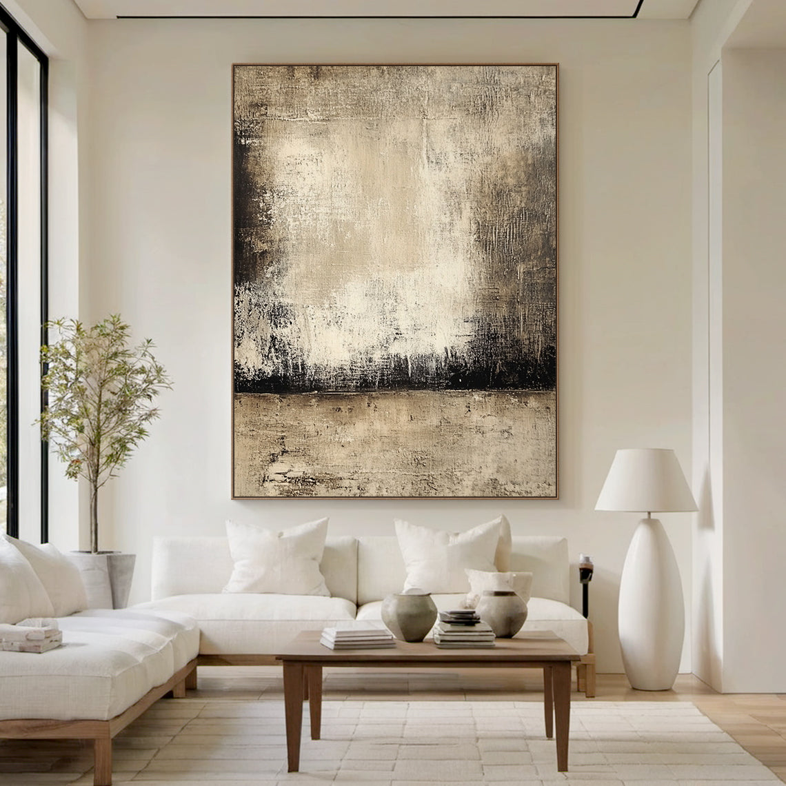Wabi Sabi Beige Abstract Art with Handcrafted Scratch Textures Mottled Fade Layered Applications AURA584