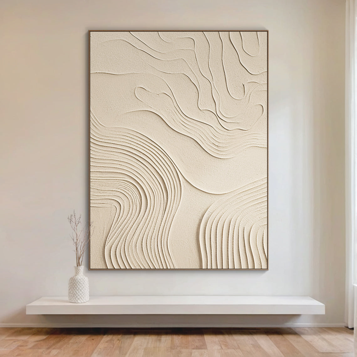 Organic Swirl Canvas – Cream Tones – AURA047(Vertical)