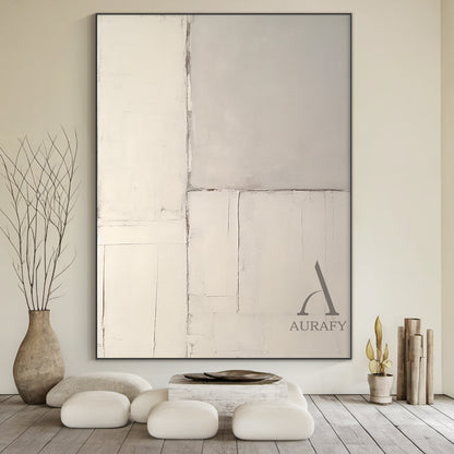 Beige Abstract Art Modern Wabi-Sabi Japandi Organic Tactile Plaster Textured Wall Decor AURA491