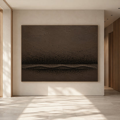 Wabi-Sabi Brown Plaster Textured Painting Japandi Minimalist Luxe Sculpted Canvas Tactile Abstract Wall Art AURA766