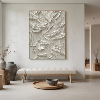 Minimalist Black Wall Art Sculpted High-Relief Tactile Matte Ribbed Modern Organic Design AURA424