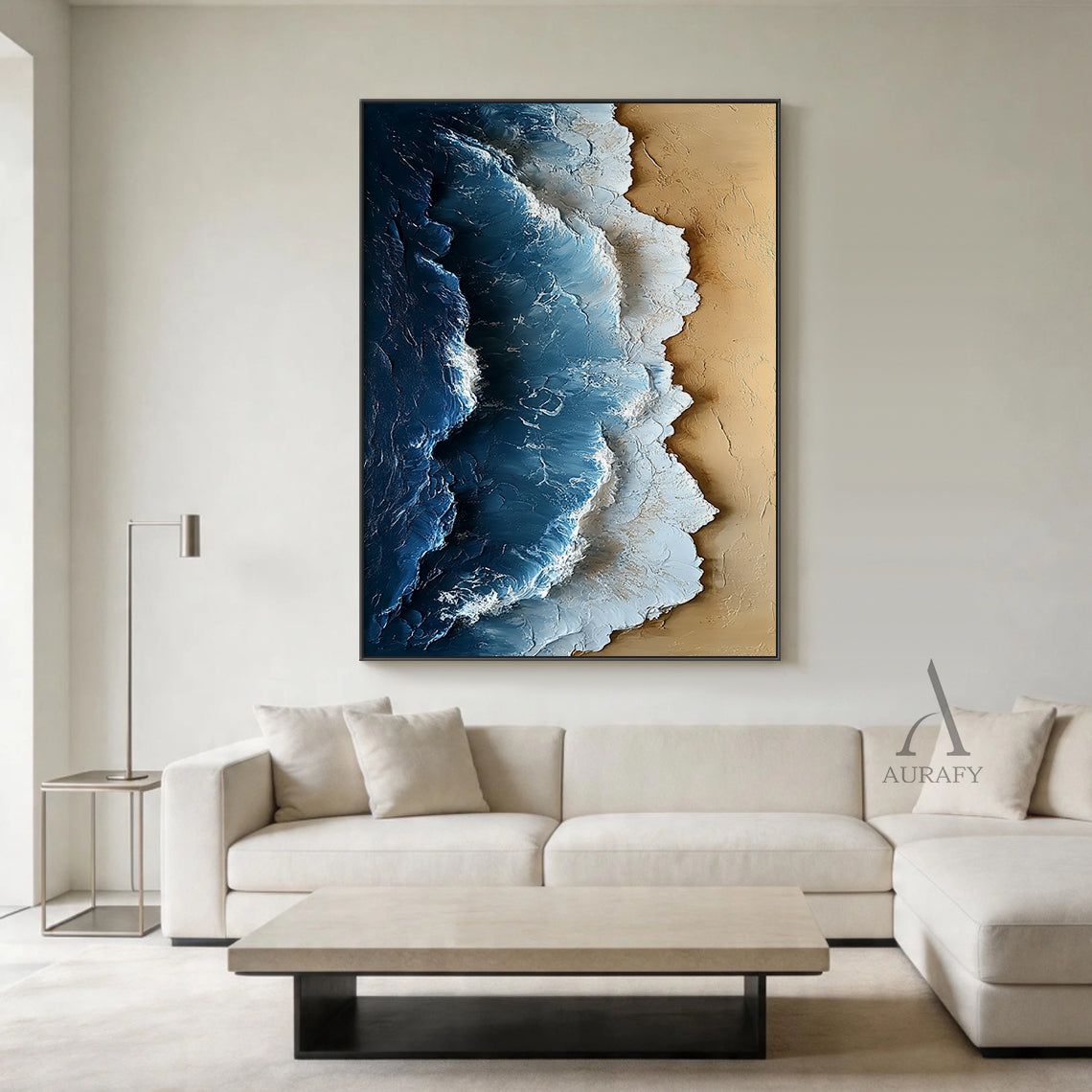 Modern Blue Yellow 3D Textured Painting Home Wall Art Decor AURA397