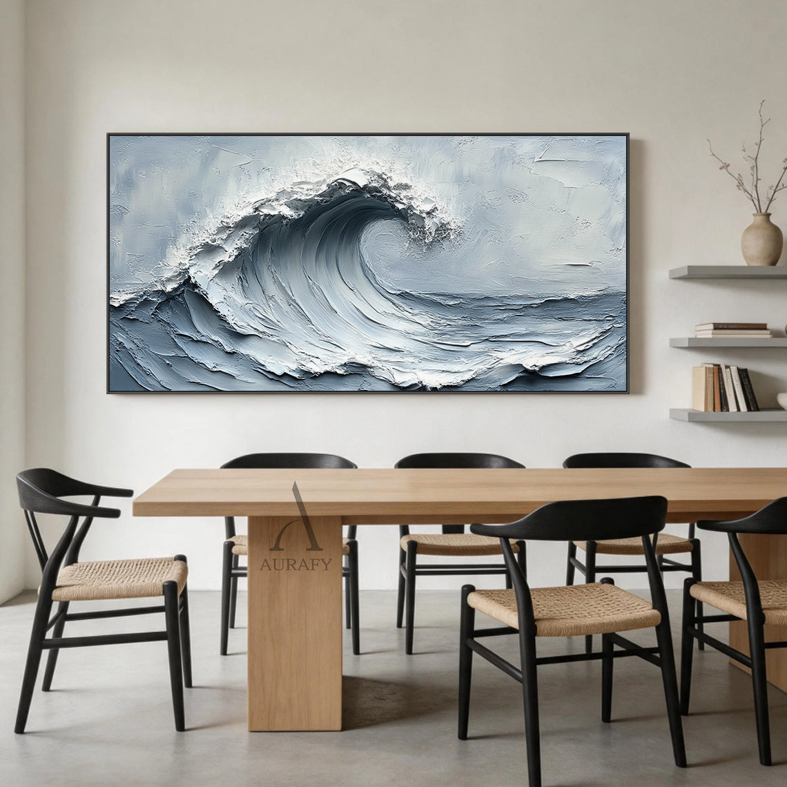Gray Blue 3D Textured Painting Modern Home Living Room Decor AURA396