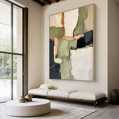 Modern Green Abstract Wall Art Living Room Textured Canvas Painting AURA162
