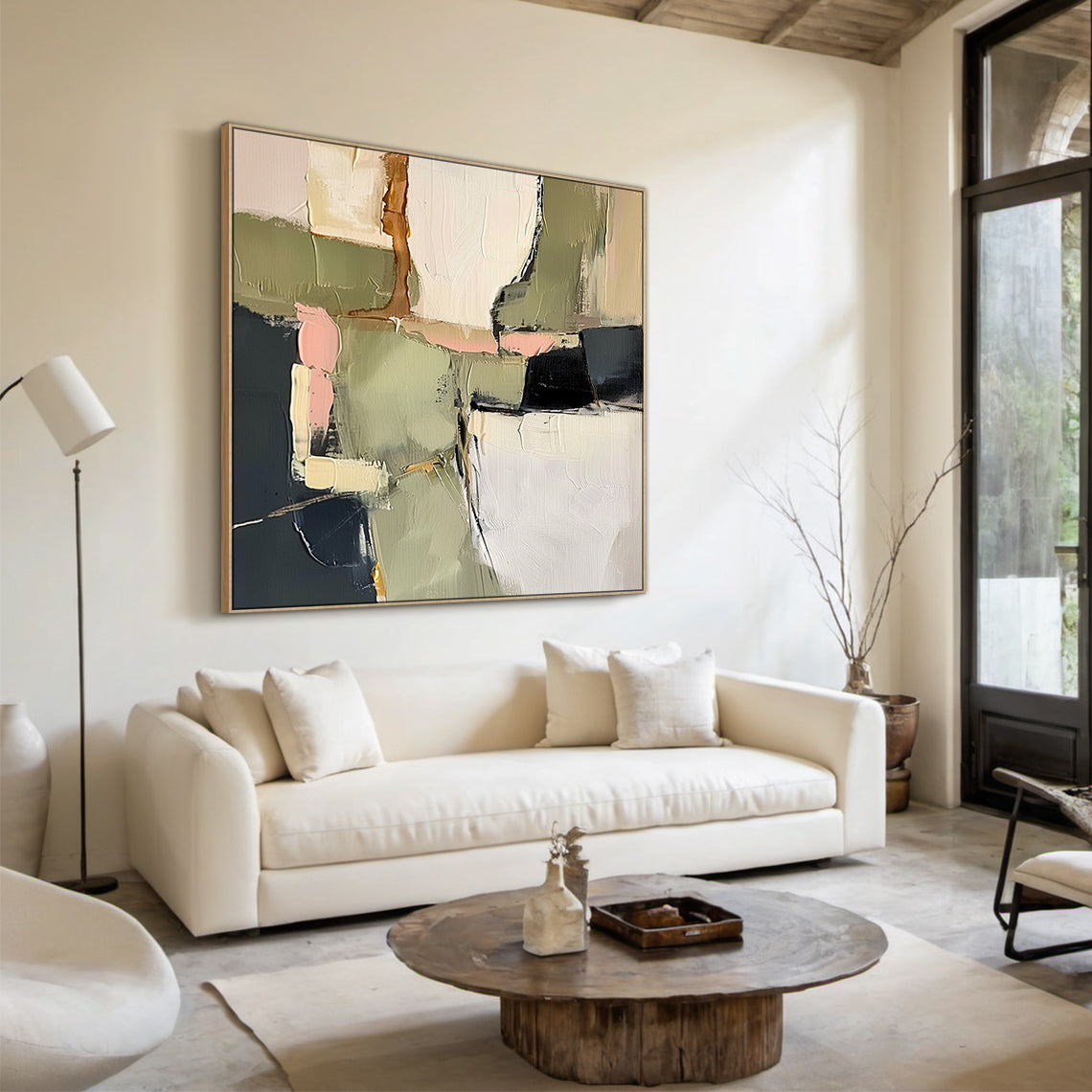 Modern Green Abstract Wall Art Living Room Textured Canvas Painting AURA162