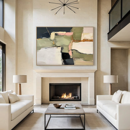 Modern Green Abstract Wall Art Living Room Textured Canvas Painting AURA162
