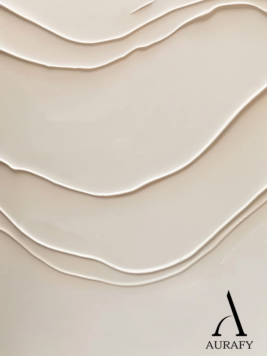 Minimalist Beige Plaster Textured Wall Art Wabi-Sabi Sculpted Knife Stroke Japandi Tactile Canvas Home Decor AURA544