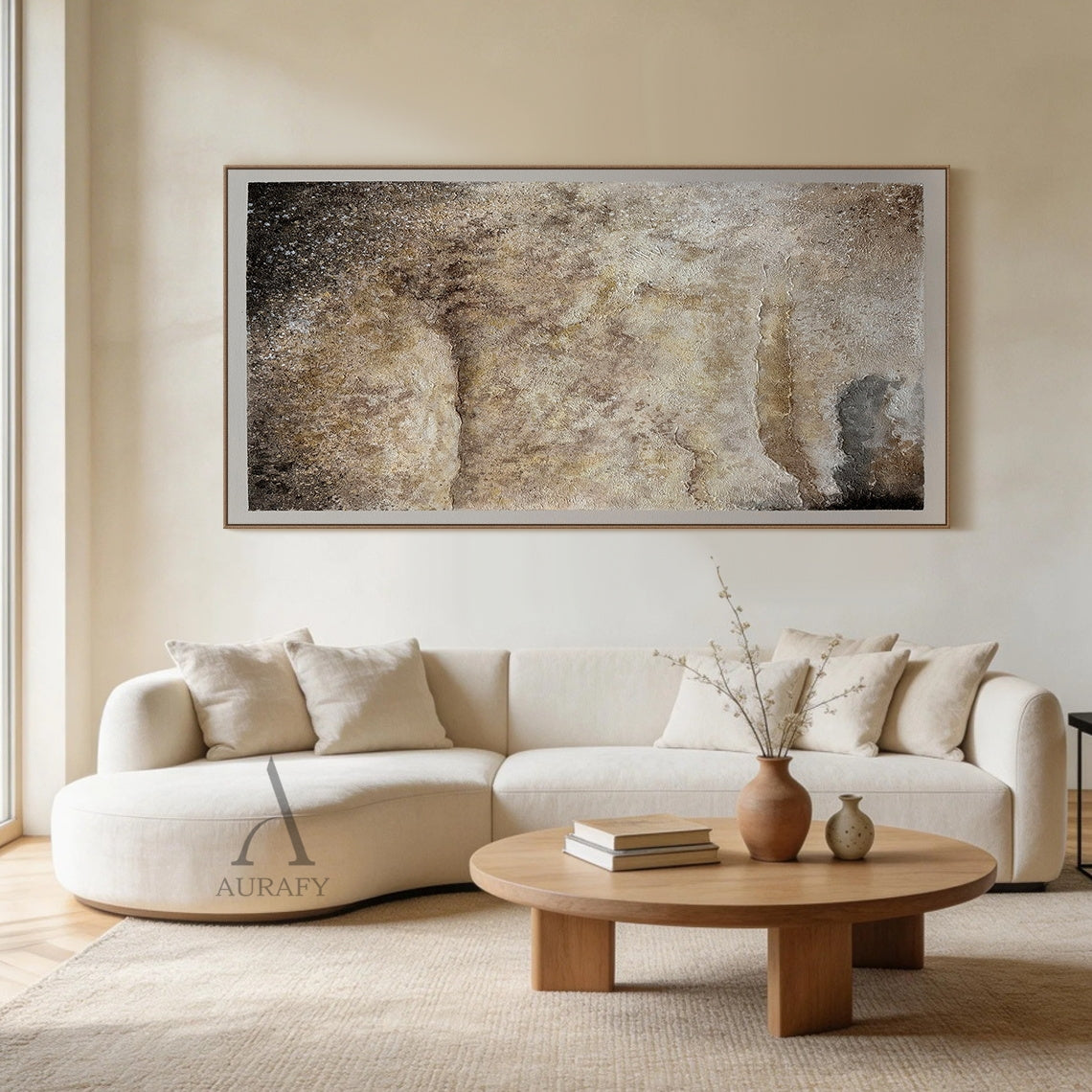 Wabi-Sabi Textured Abstract Wall Art Plaster Tactile Knife Stroke Japandi Minimalist Luxe Neutral Home Decor AURA732