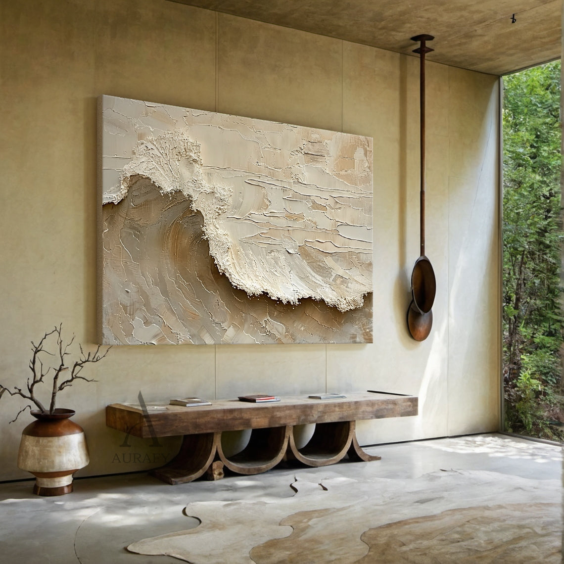 Neutral Breaking Wave Wall Art - AURA679