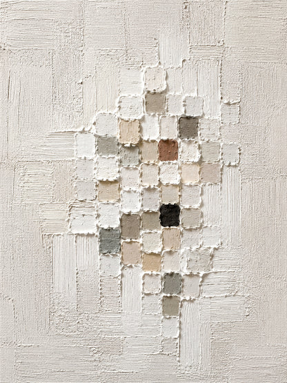 3D Textured White Plaster Painting Wabi-Sabi Japandi High Relief Mosaic Tactile Minimalist Luxe Wall Art AURA768