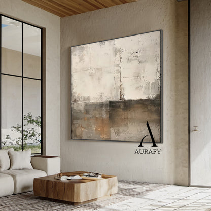 Wabi Sabi Abstract Art Handcrafted Plaster Textured Mottled Gray Beige Wall Decor AURA562