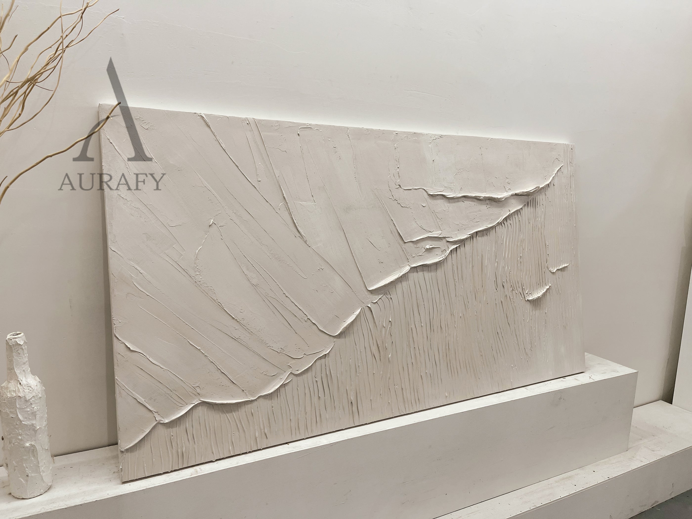 Beige 3D Textured Painting Modern Home Living Room Wall Art AURA283