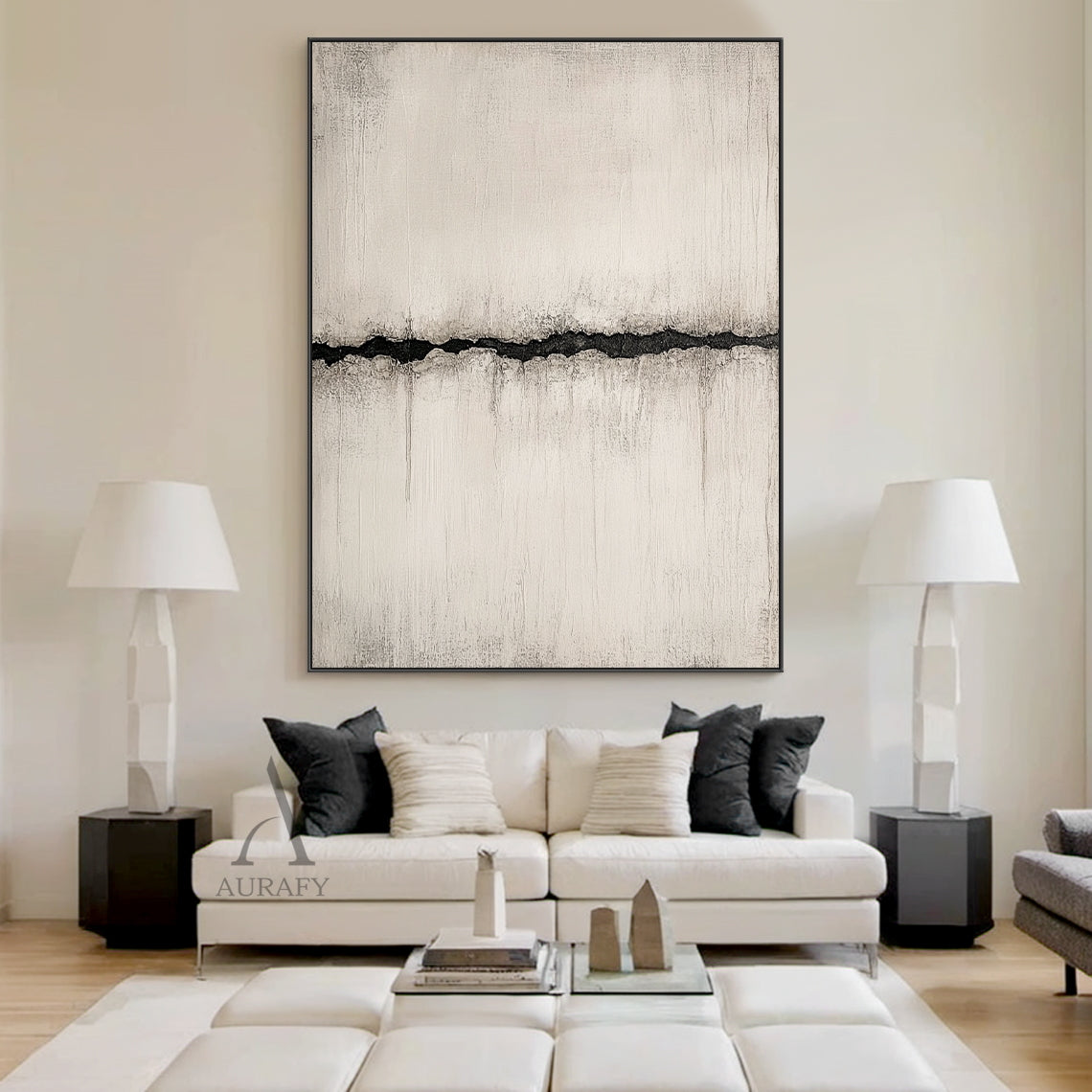 Wabi Sabi Beige Abstract Plaster Textured High Relief Japandi Tactile Knife Stroke Wall Art Canvas AURA721
