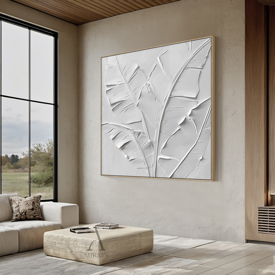 Modern Beige 3D Textured Painting for Living Room Home Decor AURA295