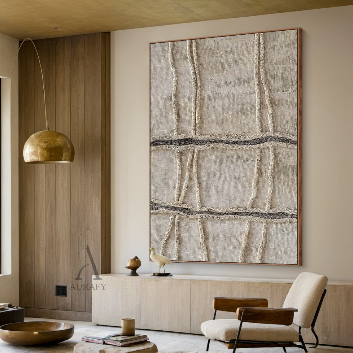 3D Textured Beige Wabi-Sabi Plaster Sculpted Canvas Japandi Minimalist Tactile Neutral Abstract Wall Art AURA787