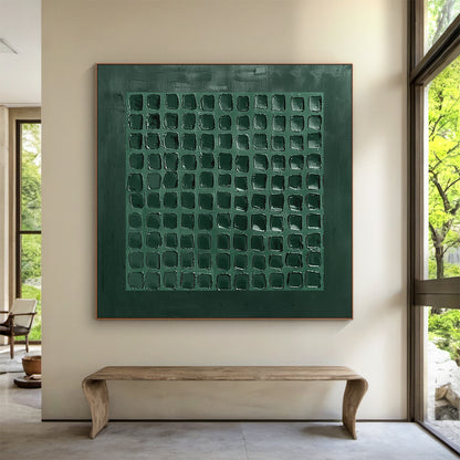 Emerald Grid-Green Abstract Geometry Texture Field-AURA136