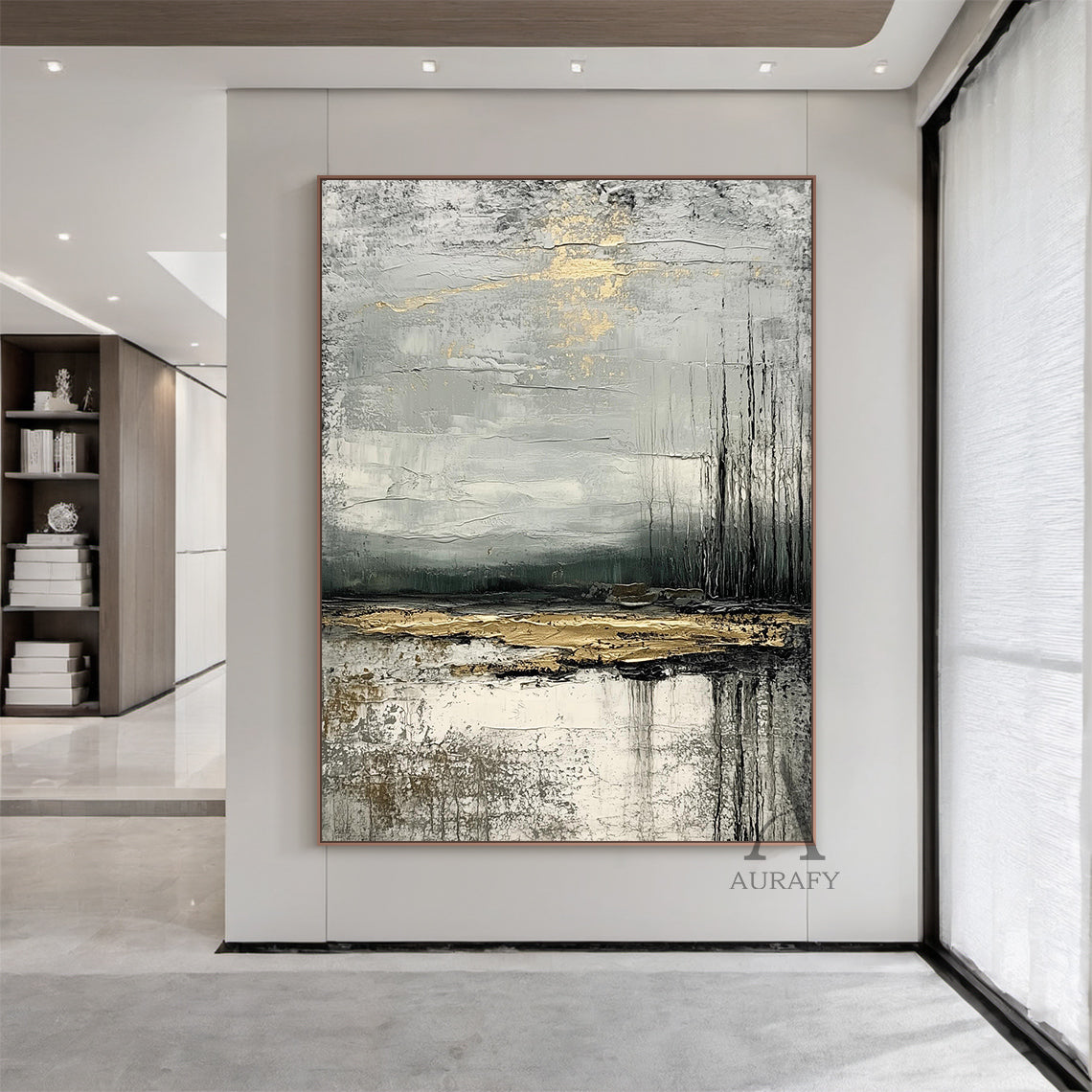 Wabi Sabi Gray White Minimalist Home Decor Piece AURA256