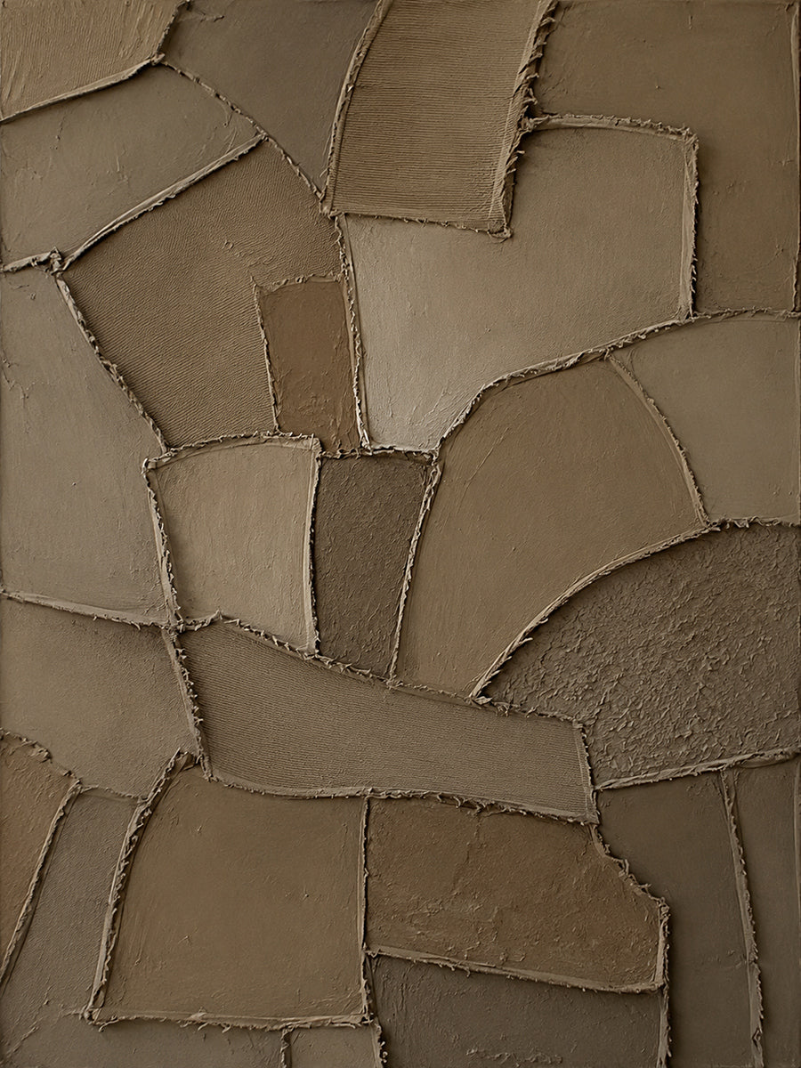 Wabi Sabi Brown 3D Textured Plaster Sculpted Canvas Japandi Minimalist Luxe Tactile Knife Stroke Art AURA771