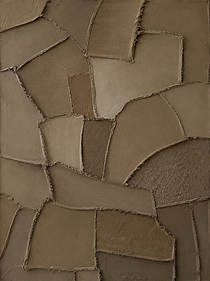 Wabi Sabi Brown 3D Textured Plaster Sculpted Canvas Japandi Minimalist Luxe Tactile Knife Stroke Art AURA771