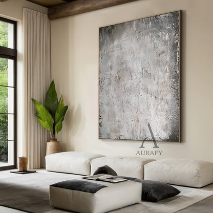 3D Textured Gray Abstract Painting Tactile Mottled Knife Strokes Modern Sculpted Canvas AURA479
