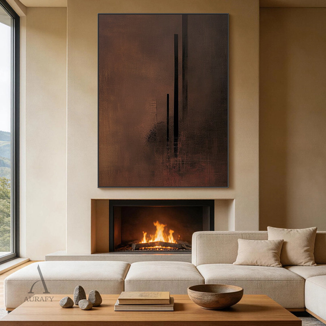 Brown General Abstract Wall Art Decor for Home Living Room AURA380