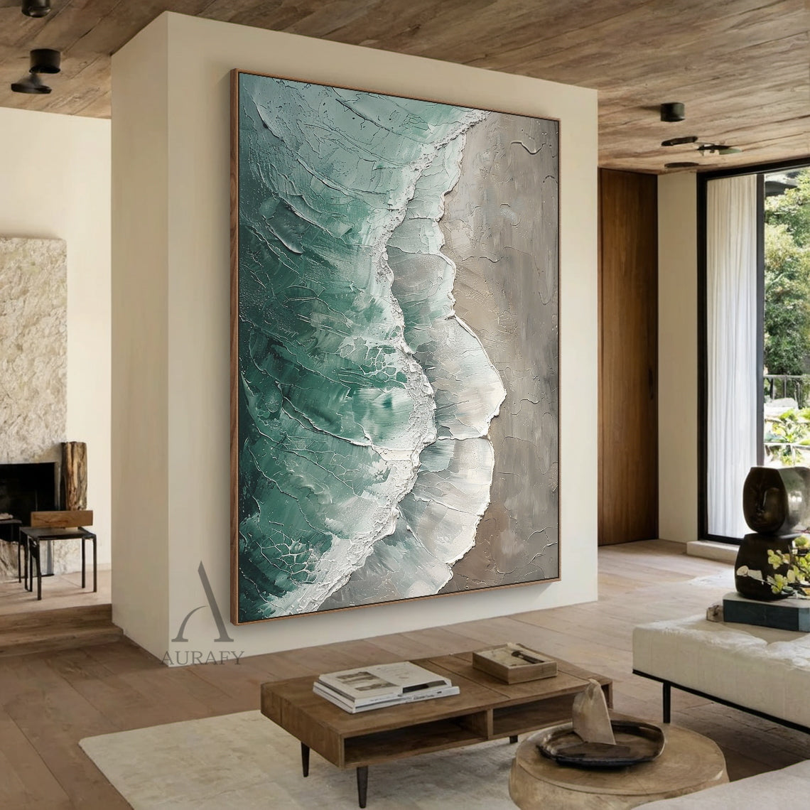 Turquoise Shoreline Abstract Wall Art - AURA686