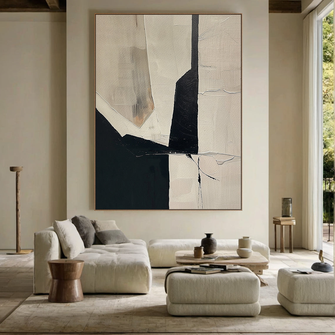 Structural Divide-Black & Beige Geometry Field-AURA151