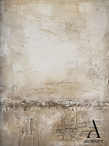 Beige Abstract Art Wabi-Sabi Crackle Texture Tactile Plaster-like Modern Organic Wall Decor AURA481