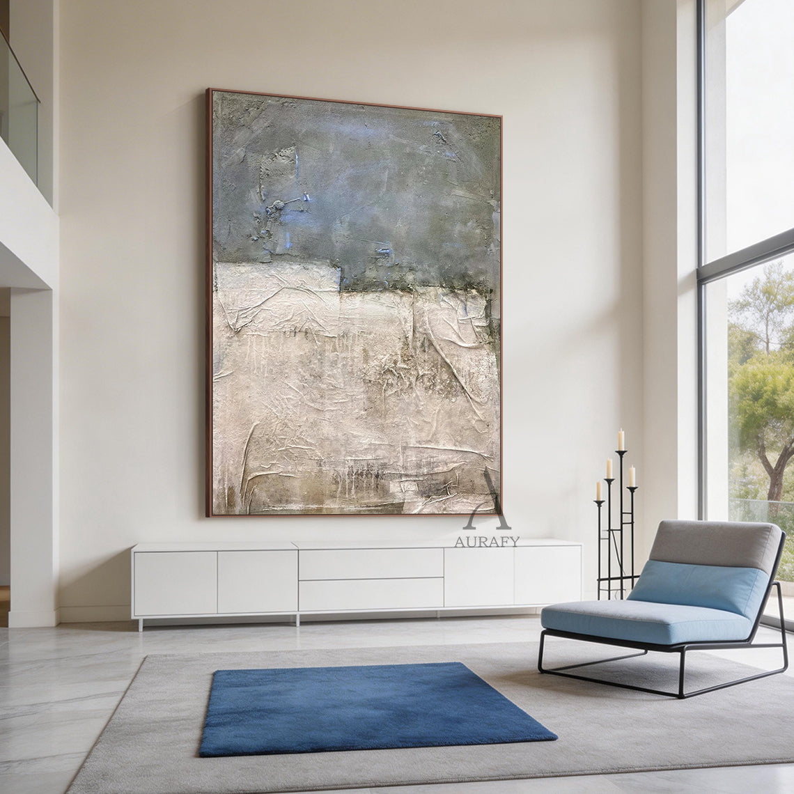 Blue General Abstract Wall Art Modern Home Decor Living Room AURA244