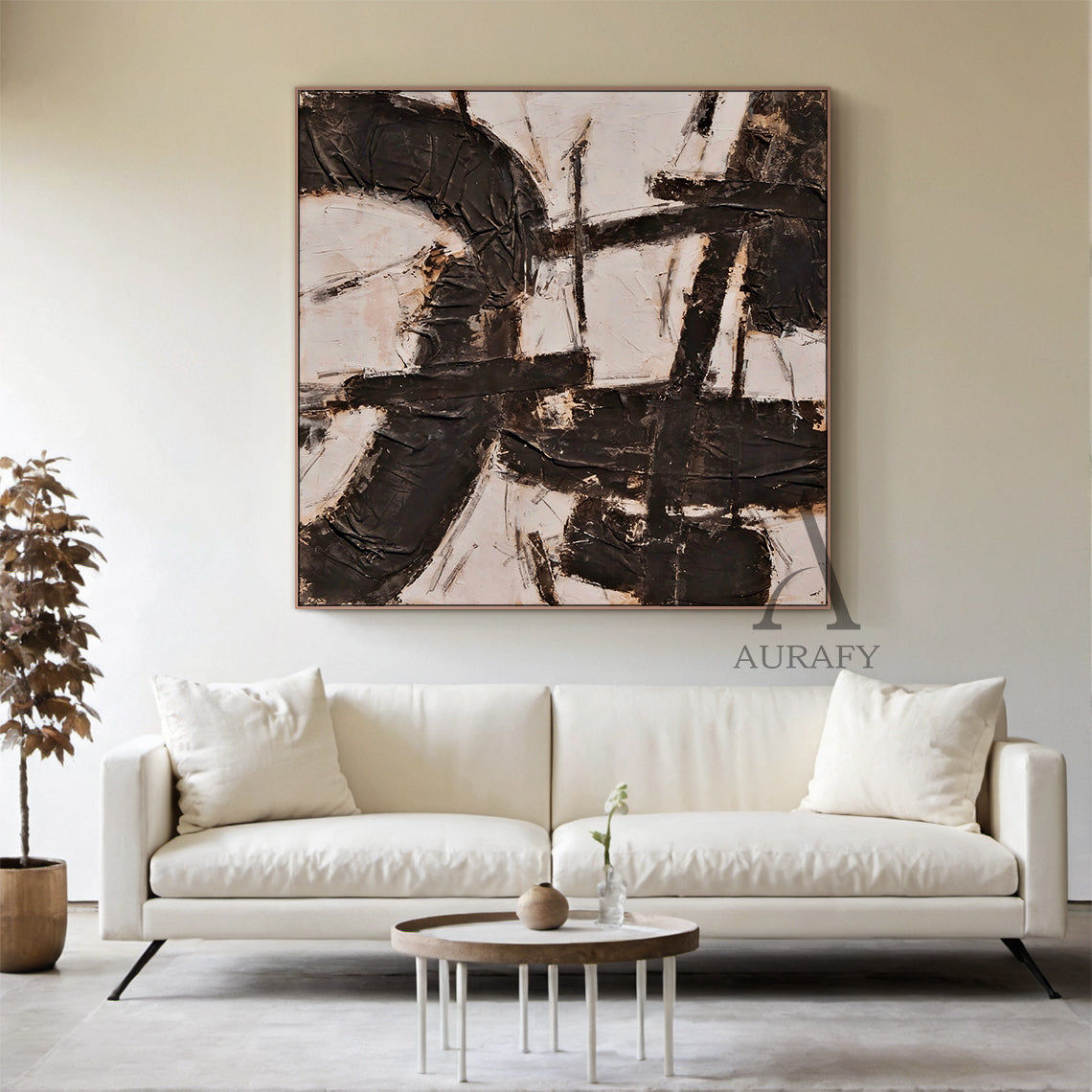 Black Abstract Canvas Wall Art Modern Living Room Decor Accent AURA238