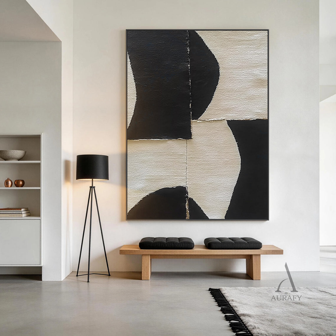 Minimalist Black Beige Wall Art Living Room Bedroom Decor AURA353