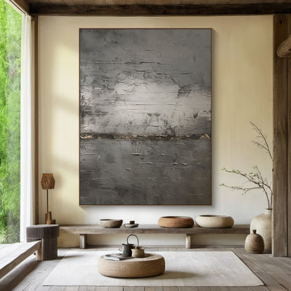 Textured Black Gray Abstract Wall Art for Living Room Decor -AURA186