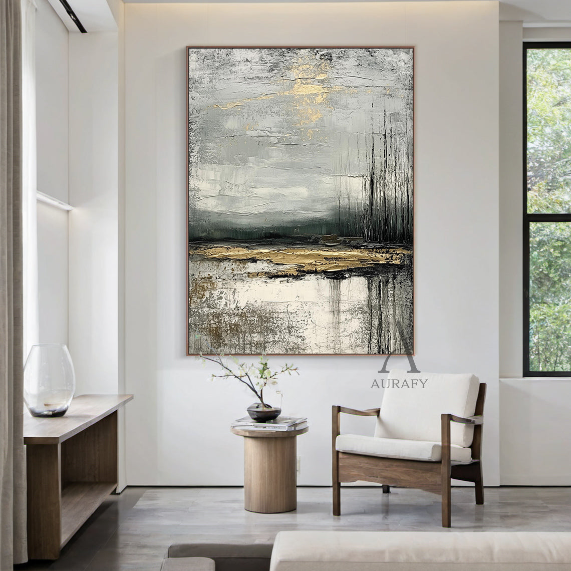 Wabi Sabi Gray White Minimalist Home Decor Piece AURA256