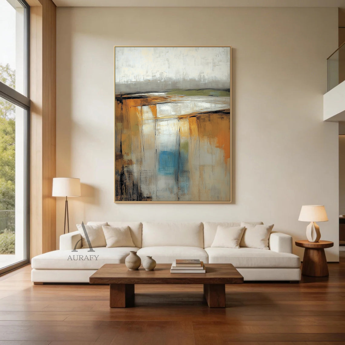 General Abstract Brown Beige Canvas Art for Home Decor AURA399